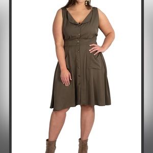 Field Day Sheet Dress in Olive Green